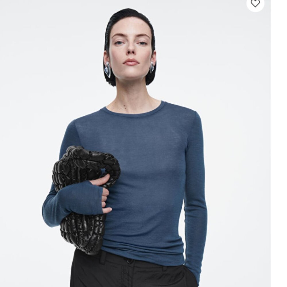 COS CREW-NECK MERINO WOOL TOP STEEL BLUE SIZE M